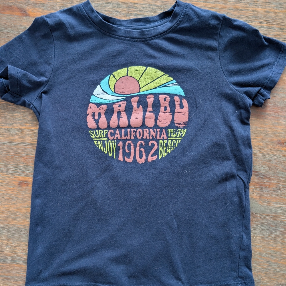 Tag Navy Kids Tee with Malibu Graphic